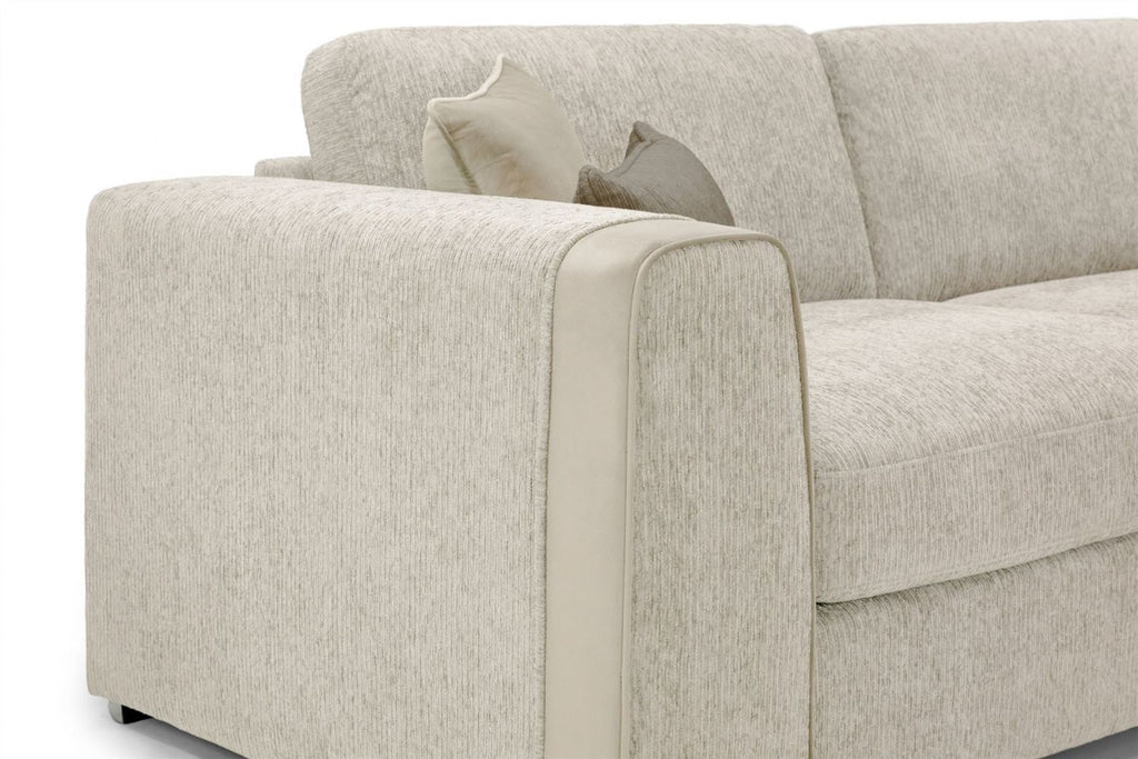 Beige Chenille Fabric Square Footstool - Home Furniture Interiors
