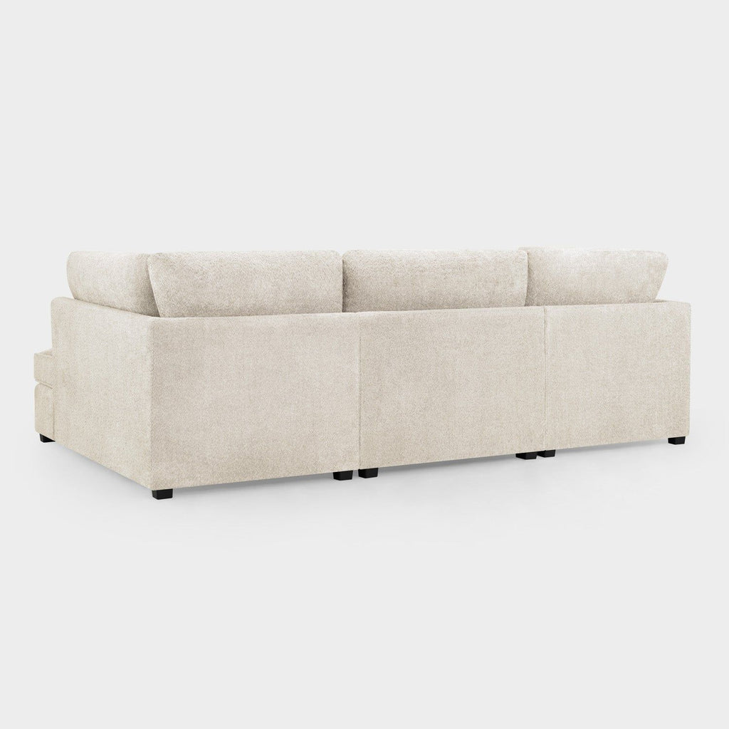 Beige Boucle Fabric Upholstered U Shaped Corner Sofa - Home Furniture Interiors