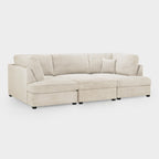 Beige Boucle Fabric Upholstered U Shaped Corner Sofa - Home Furniture Interiors