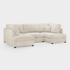 Beige Boucle Fabric Upholstered U Shaped Corner Sofa - Home Furniture Interiors