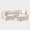 Beige Fabric U Shaped Corner Sofa Wooden Feet - Home Furniture Interiors