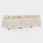 Beige Fabric U Shaped Corner Sofa Wooden Feet - Home Furniture Interiors