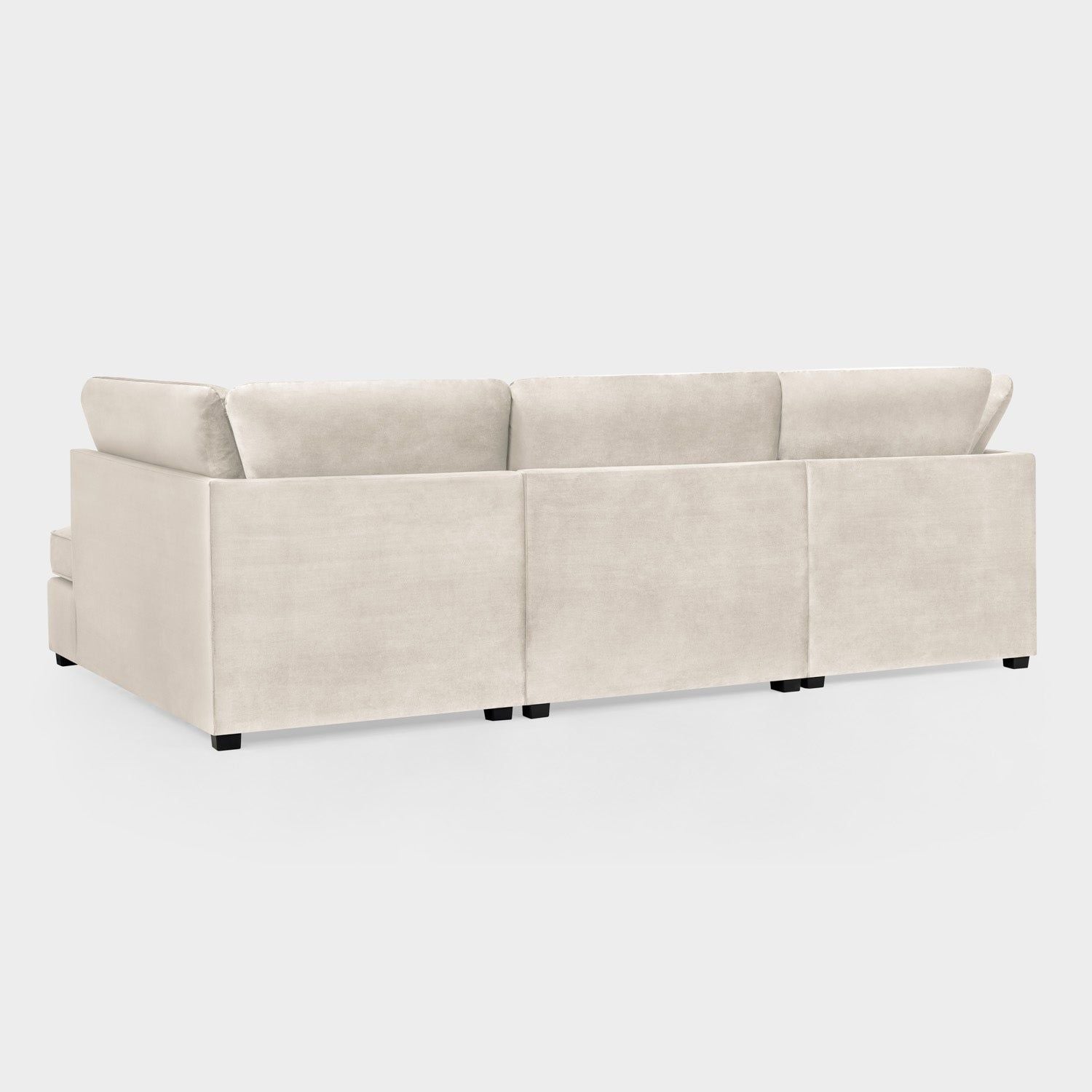 Beige Fabric U Shaped Corner Sofa Wooden Feet - Home Furniture Interiors