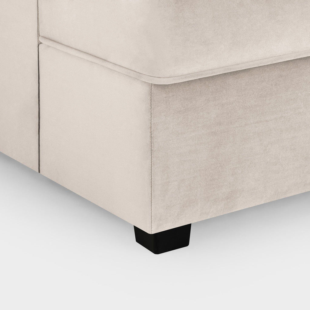 Beige Fabric U Shaped Corner Sofa Wooden Feet - Home Furniture Interiors