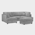 Grey Boucle Fabric U Shape Corner Sofa - Home Furniture Interiors