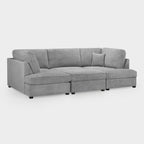 Grey Boucle Fabric U Shape Corner Sofa - Home Furniture Interiors