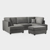 Grey Fabric U Shape Fullback Corner Sofa - Home Furniture Interiors