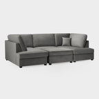 Grey Fabric U Shape Fullback Corner Sofa - Home Furniture Interiors