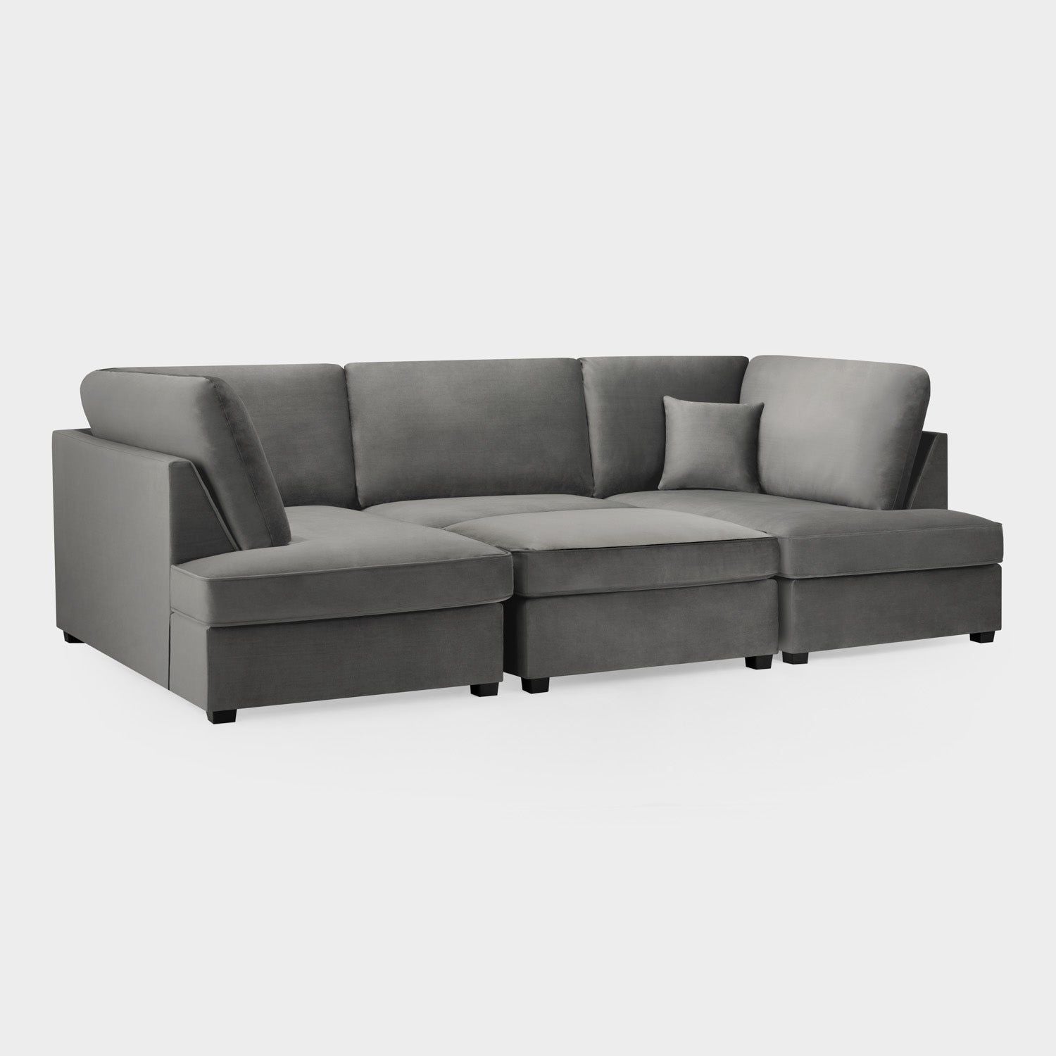 Grey Fabric U Shape Fullback Corner Sofa - Home Furniture Interiors