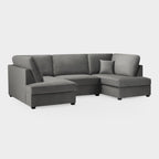 Grey Fabric U Shape Fullback Corner Sofa - Home Furniture Interiors