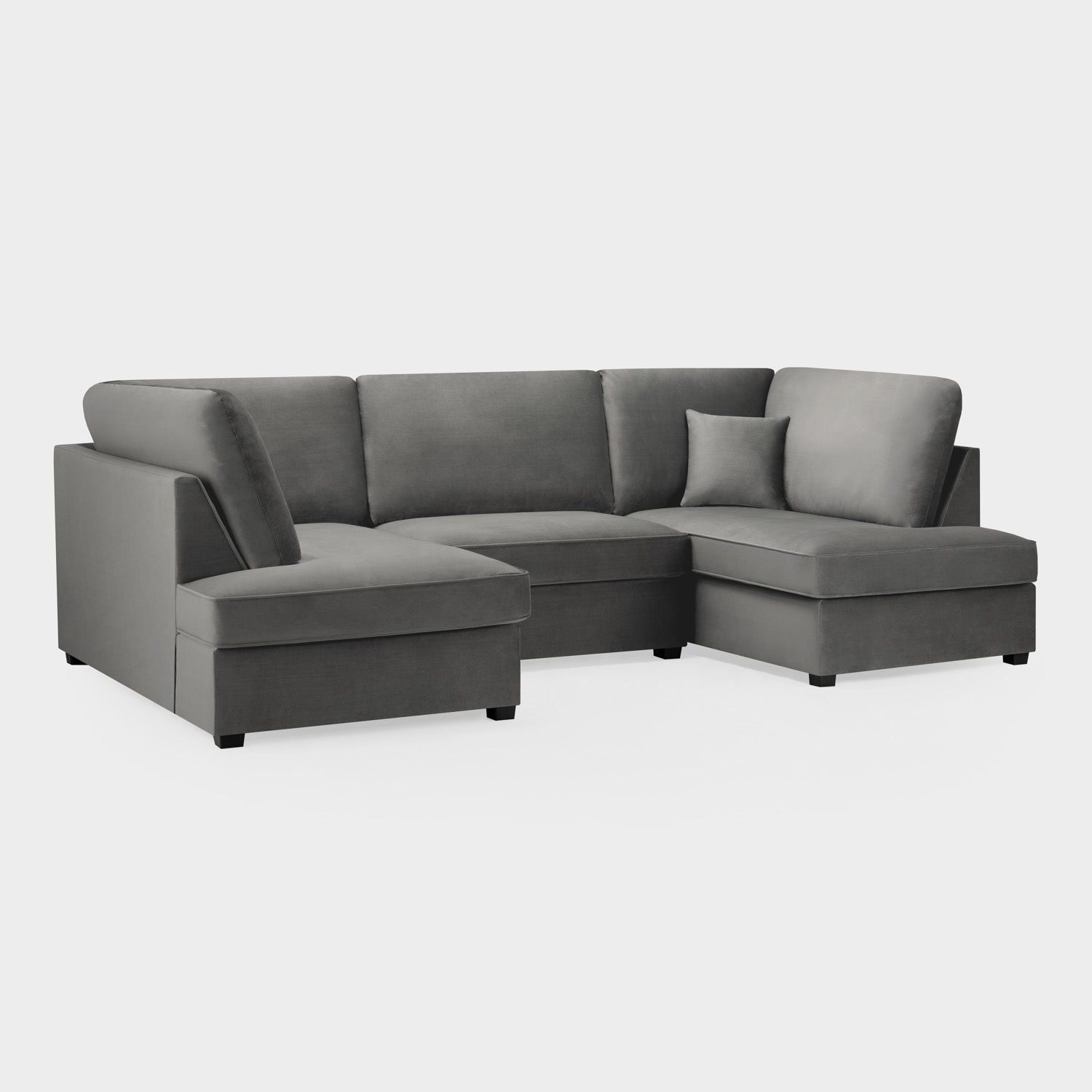 Grey Fabric U Shape Fullback Corner Sofa - Home Furniture Interiors