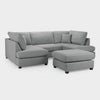 Grey Fabric Upholstery U Shape Corner Sofa Black Feet - Home Furniture Interiors