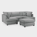 Grey Fabric Upholstery U Shape Corner Sofa Black Feet - Home Furniture Interiors