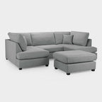 Grey Fabric Upholstery U Shape Corner Sofa Black Feet - Home Furniture Interiors
