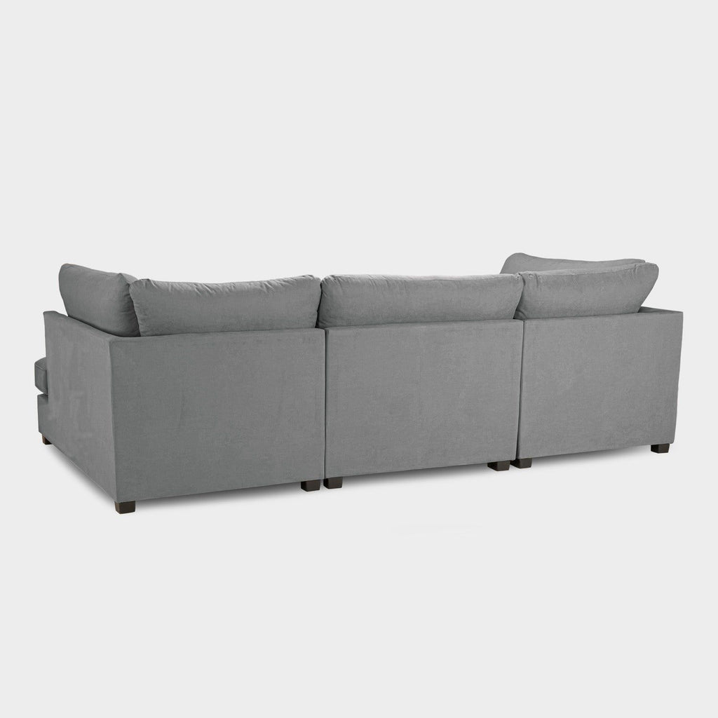 Grey Fabric Upholstery U Shape Corner Sofa Black Feet - Home Furniture Interiors