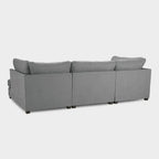 Grey Fabric Upholstery U Shape Corner Sofa Black Feet - Home Furniture Interiors