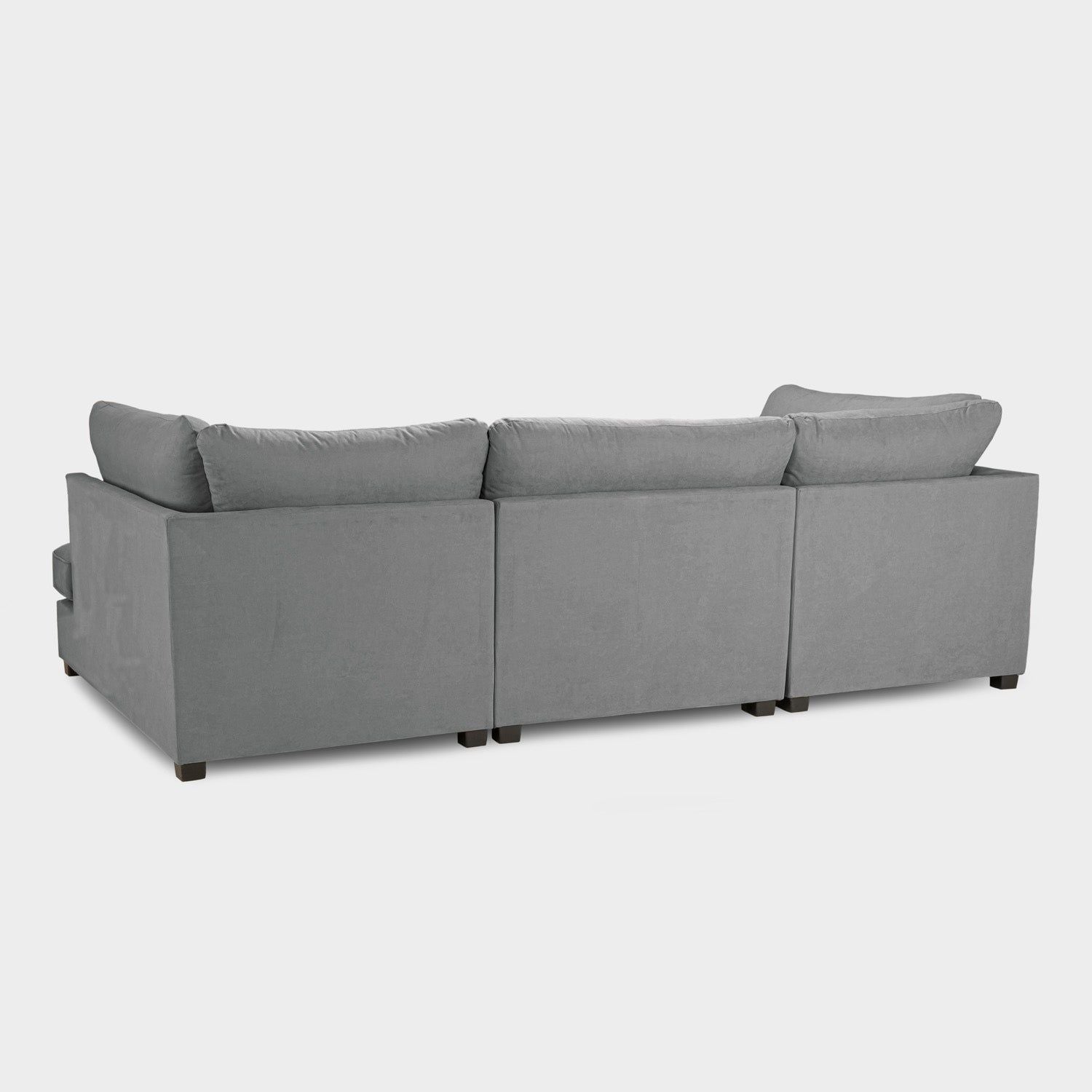 Grey Fabric Upholstery U Shape Corner Sofa Black Feet - Home Furniture Interiors