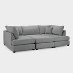 Grey Fabric Upholstery U Shape Corner Sofa Black Feet - Home Furniture Interiors