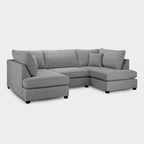 Grey Fabric Upholstery U Shape Corner Sofa Black Feet - Home Furniture Interiors