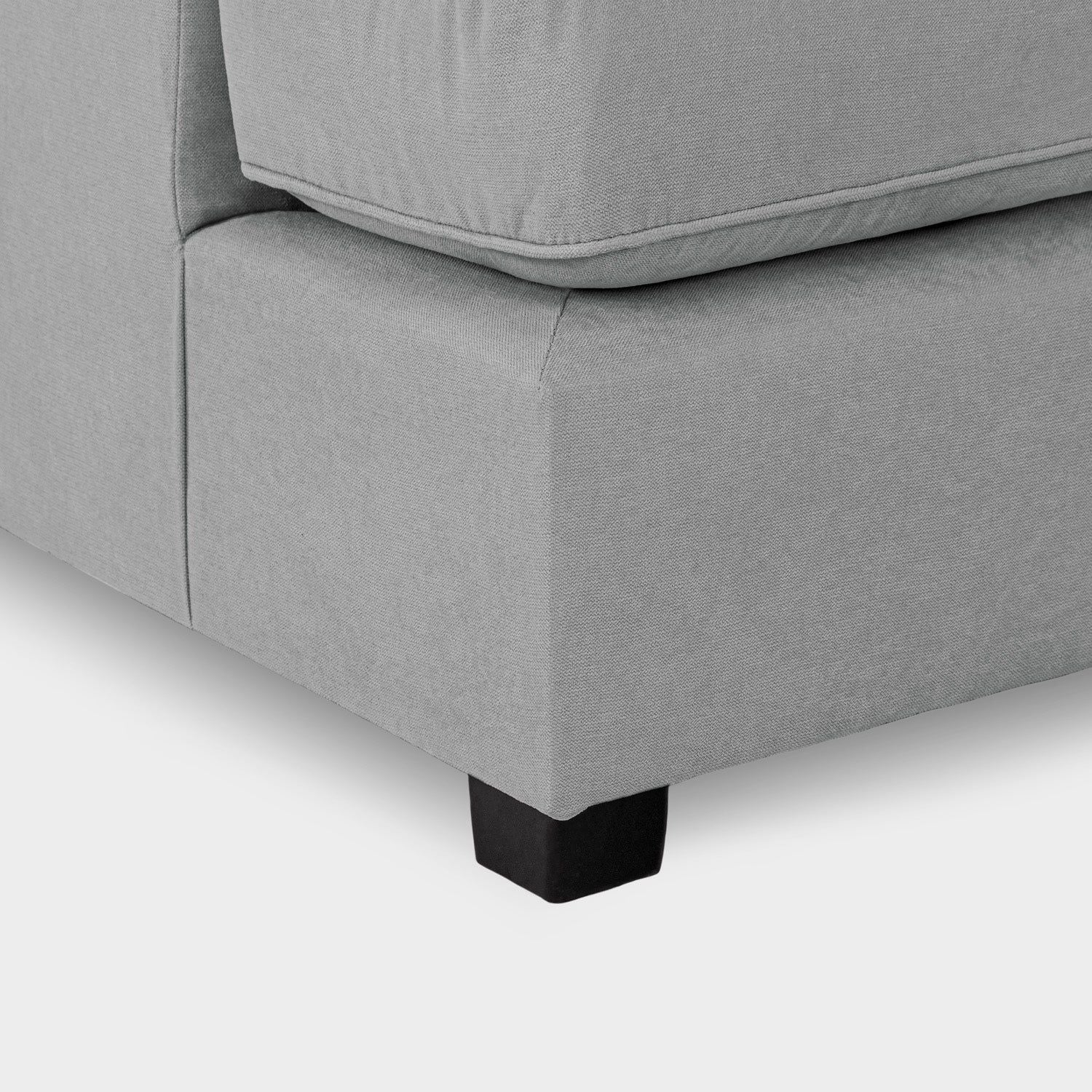 Grey Fabric Upholstery U Shape Corner Sofa Black Feet - Home Furniture Interiors