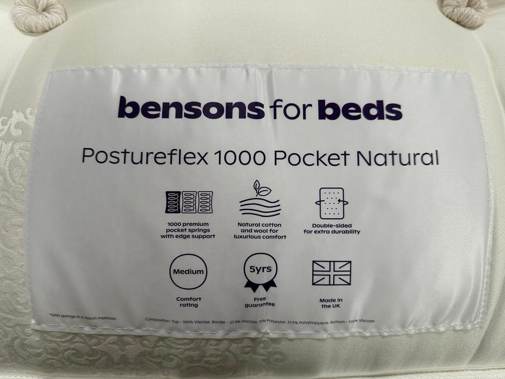 Bensons For Beds 1000 Posture Flex 4FT 6 Double Mattress RRP £995 B - Home Furniture Interiors