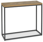 Rustic Oak Parquet Top Black Metal Console Table - Home Furniture Interiors
