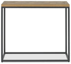Rustic Oak Parquet Top Black Metal Console Table - Home Furniture Interiors
