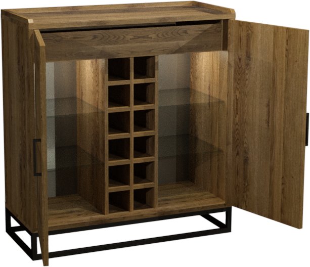 Indus Rustic Oak Drinks Cabinet - Home Furniture Interiors