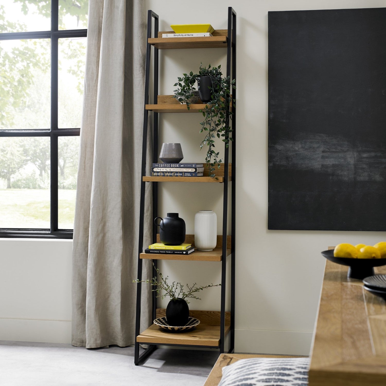 Rustic Oak Narrow Open Display Shelf Unit