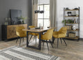Rustic Oak Extending Dining Set 4 Yellow Velvet Chairs