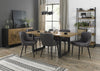 Rustic Oak Extending Dining Table Set 6 Grey Leather Chairs