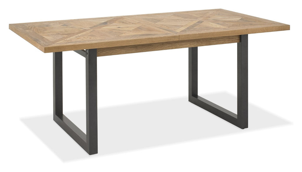 Rustic Oak Extending Dining Table Set 6 Grey Leather Chairs - Home Furniture Interiors