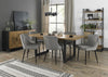 Rustic Oak Extending Dining Table Set 6 Grey Fabric Chairs