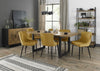 Rustic Oak Extending Dining Table Set 6 Yellow Velvet Chairs