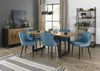 Rustic Oak Extending Dining Table Set 6 Blue Velvet Chairs