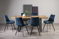 Rustic Oak Extending Dining Table Set 6 Blue Velvet Chairs