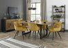 Rustic Oak Top Extending Dining Set 6 Yellow Velvet Chairs