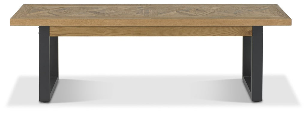 Rustic Oak Parquet Top Dining Table Bench Seat - Home Furniture Interiors