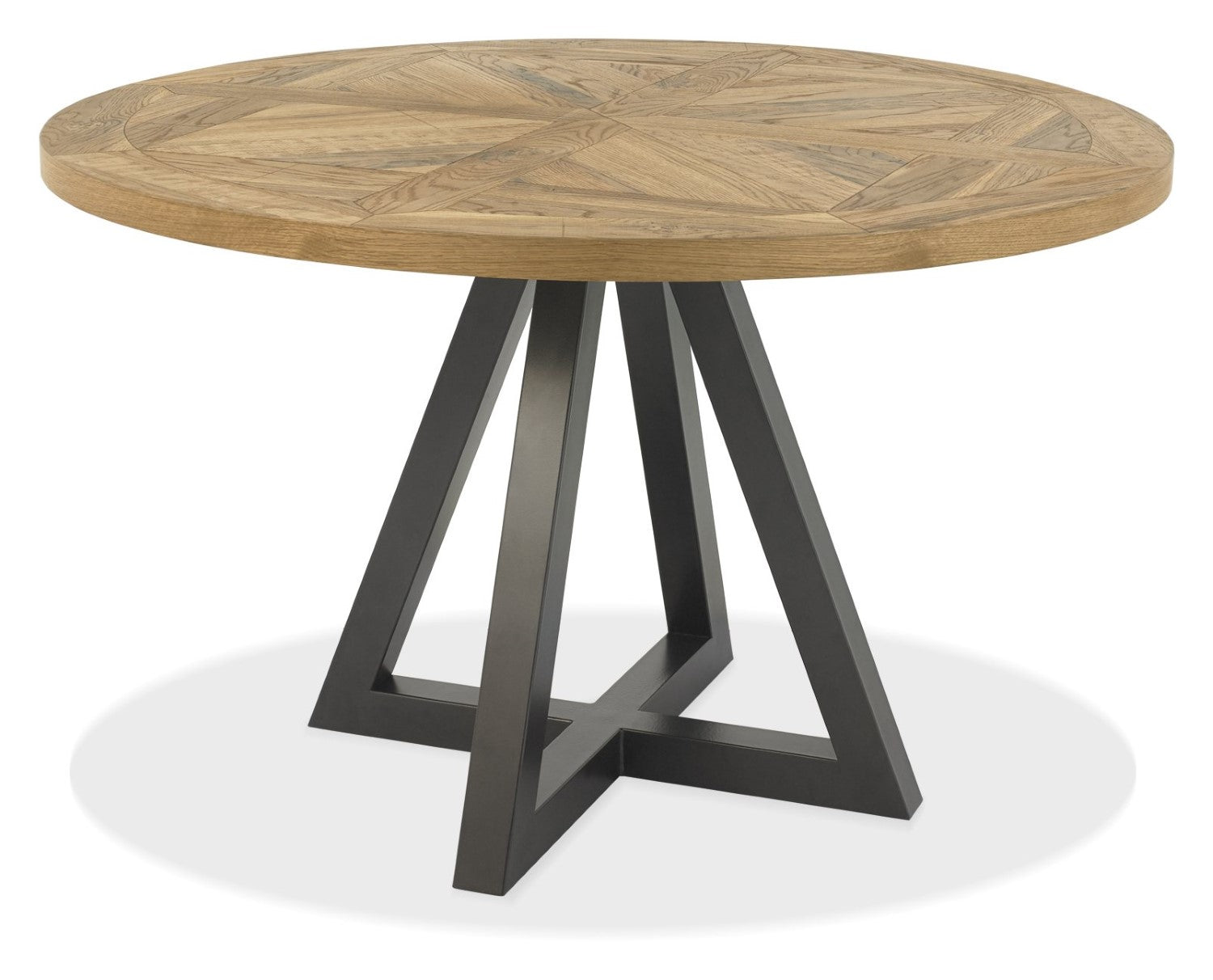 Rustic Oak Round Dining Table 4 Chairs in Dark Grey Fabric - Home Furniture Interiors