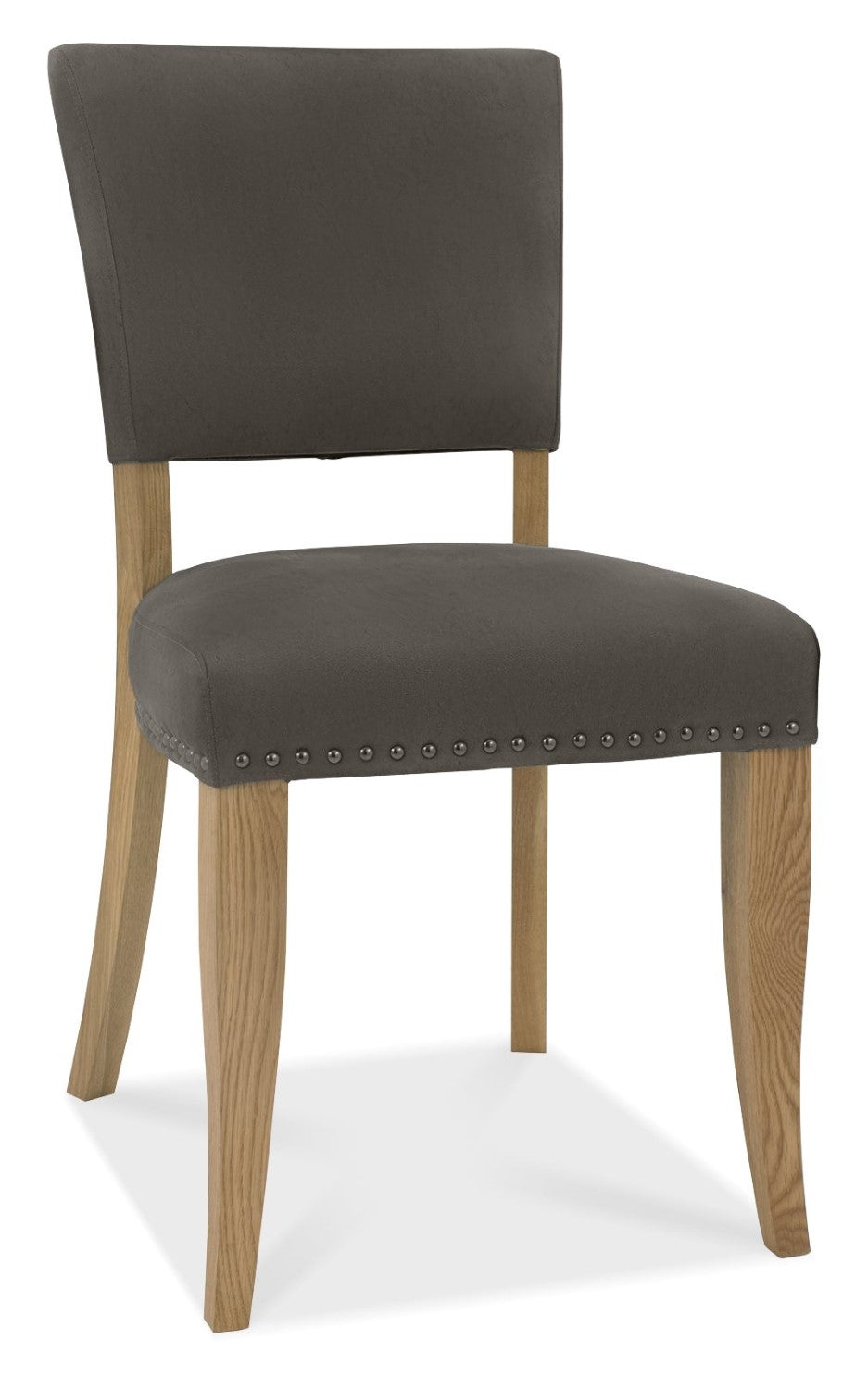 Rustic Oak Round Dining Table 4 Dark Grey Fabric Chairs - Home Furniture Interiors