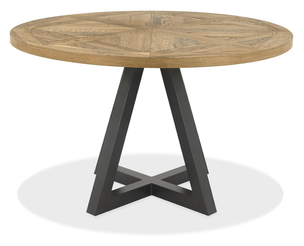 Rustic Oak Round Dining Table Set 4 Yellow Velvet Chairs - Home Furniture Interiors
