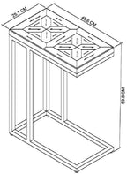 Dark Fumed Oak Sofa Table Satin Brass Cantilever Metal Frame - Home Furniture Interiors