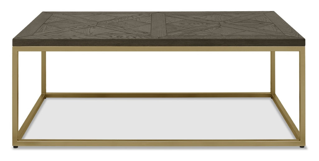 Fumed Dark Oak Parquet Top Coffee Table - Home Furniture Interiors