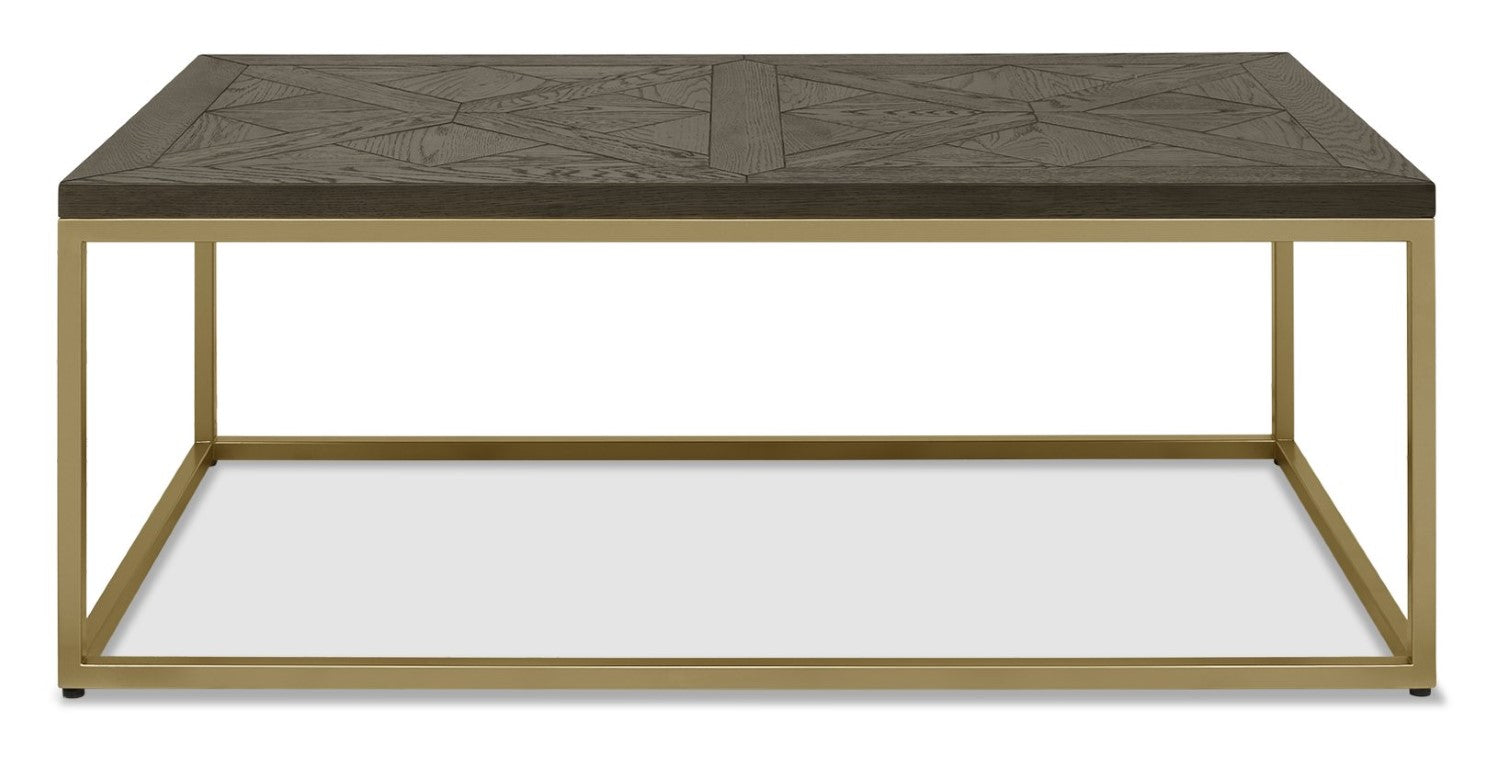 Fumed Dark Oak Parquet Top Coffee Table - Home Furniture Interiors