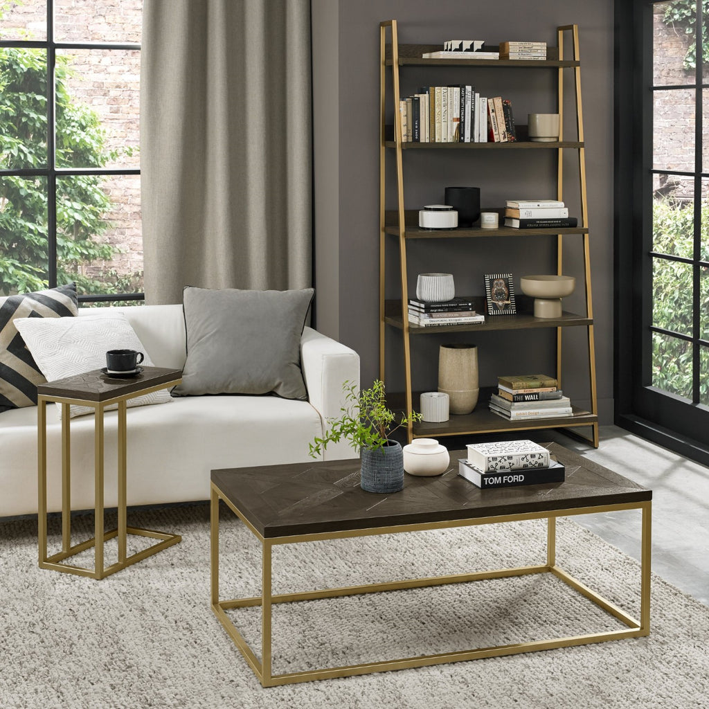 Fumed Dark Oak Parquet Top Coffee Table - Home Furniture Interiors