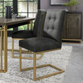 Black Fabric and Brass Metal Cantilever Dining Chair