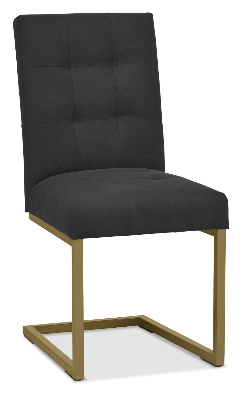 Black Fabric and Brass Metal Cantilever Dining Chair - Home Furniture Interiors