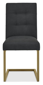 Black Fabric and Brass Metal Cantilever Dining Chair - Home Furniture Interiors
