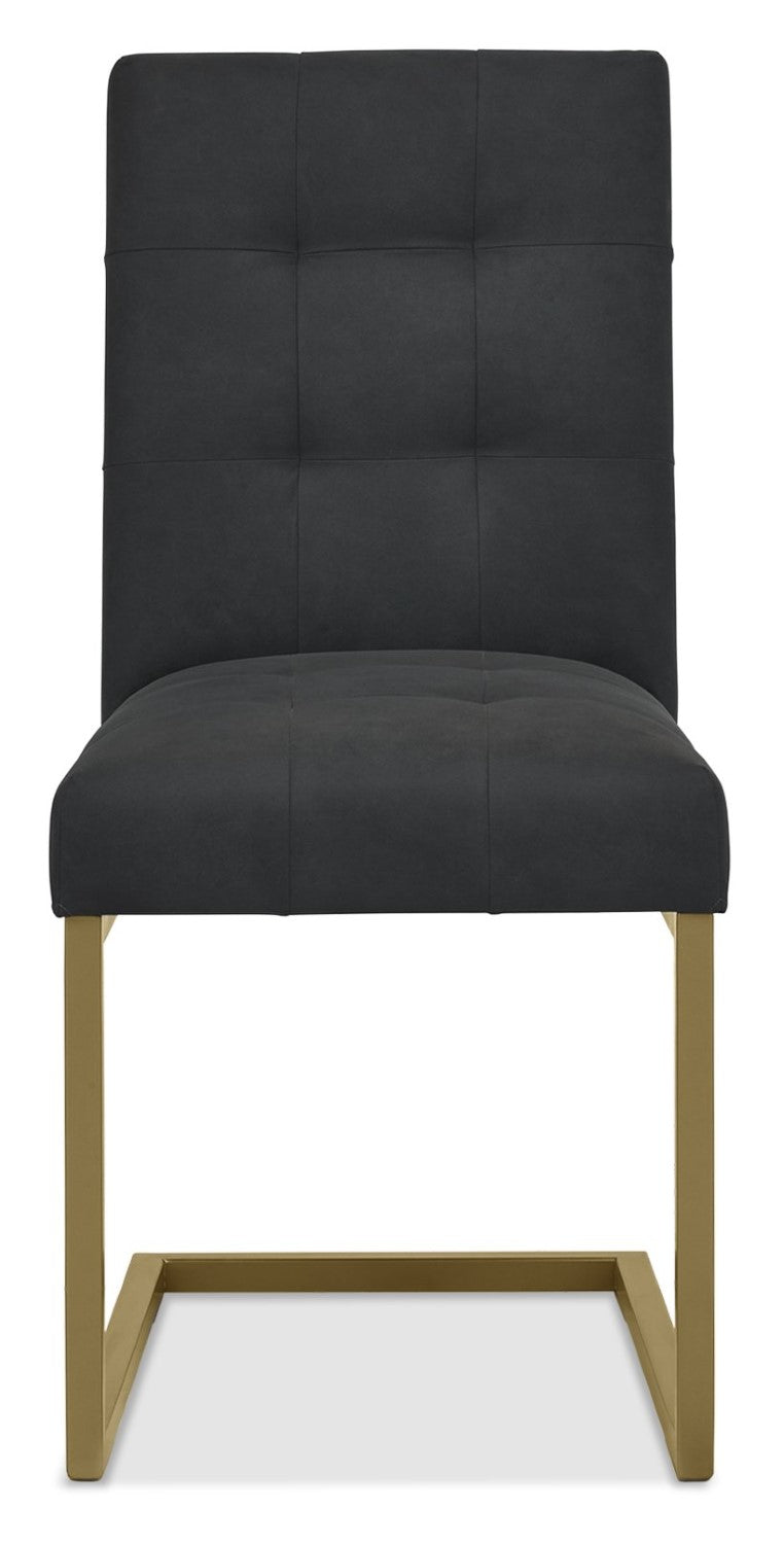 Black Fabric and Brass Metal Cantilever Dining Chair - Home Furniture Interiors