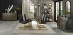 Black Fabric and Brass Metal Cantilever Dining Chair - Home Furniture Interiors